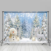 Lofaris Glitter Light Snowy Tree Snowman Elk Winter Backdrop